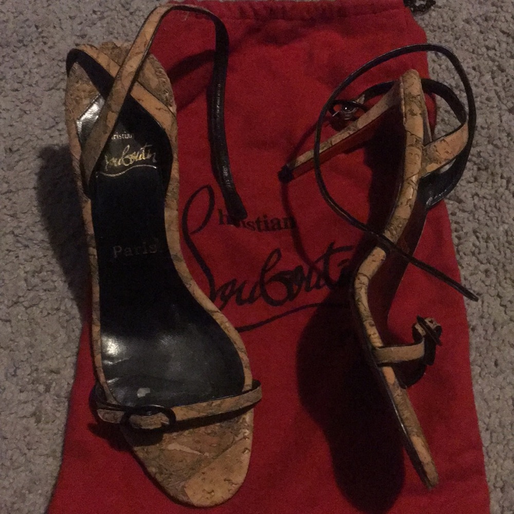 Authentic Christian  Louboutin cork buckle heels